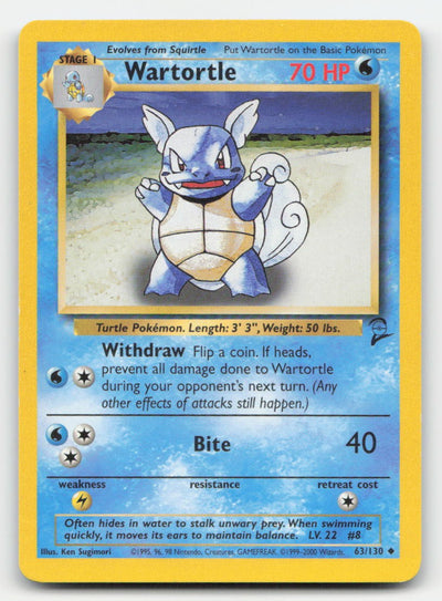 Wartortle Base Set 2 63/130 UC Pokemon LP
