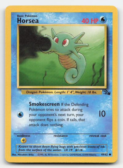 Horsea Unlimited Fossil 49/62 C Pokemon LP