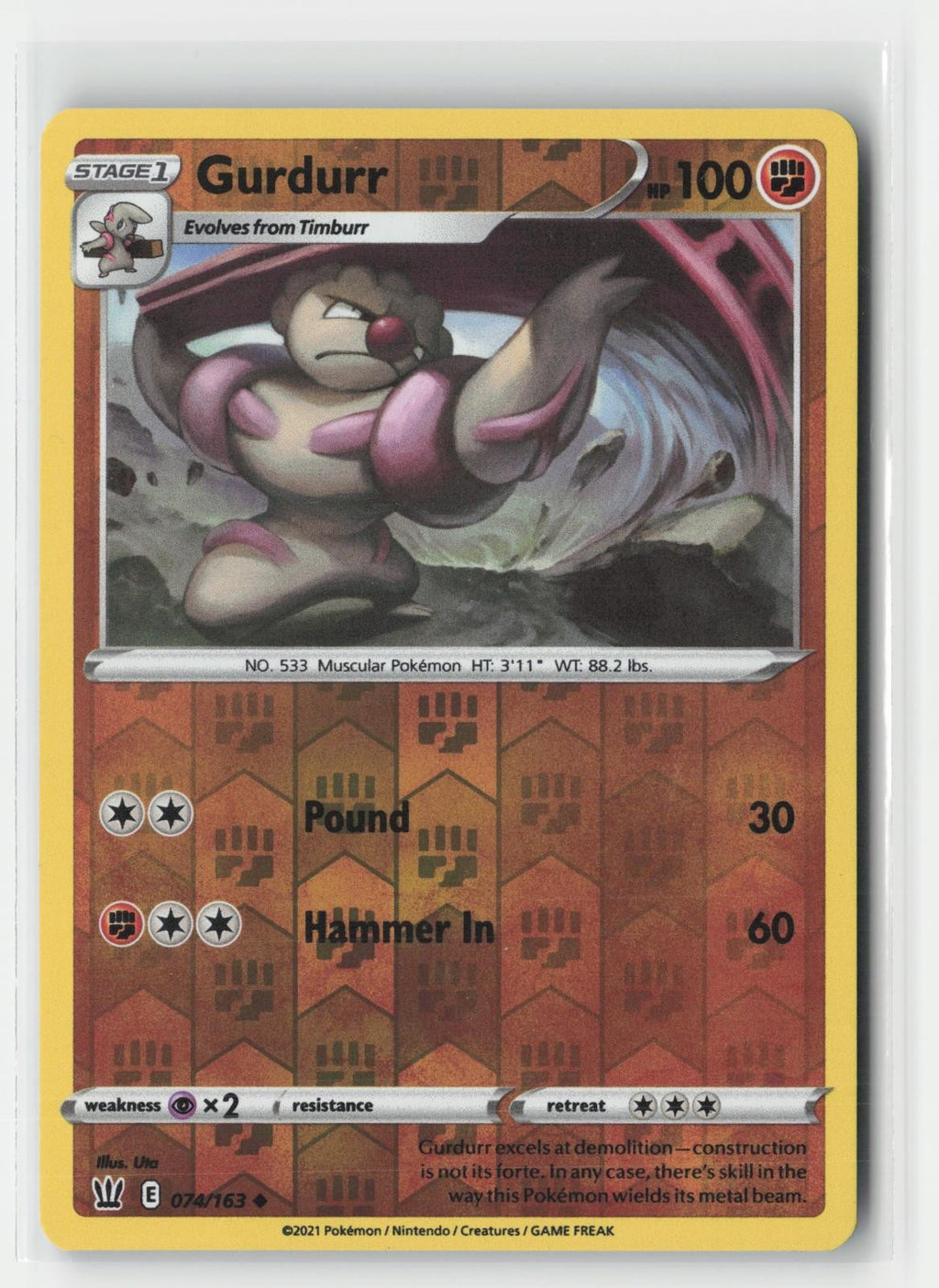Gurdurr Battle Styles 074/163 UC Pokemon Reverse Holo NM