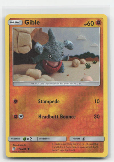 Gible Reverse Holo Unified Minds 112/236 C Pokemon LP