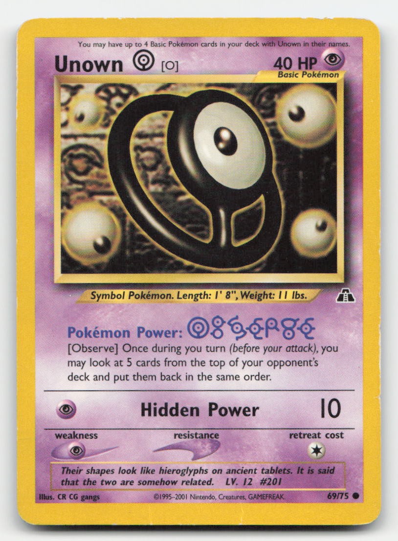 Unown [O] Unlimited Neo Discovery 69/75 C Pokemon DMG