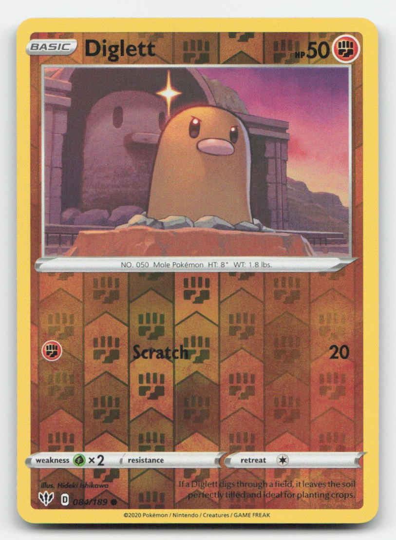 Diglett Reverse Holo Darkness Ablaze 084/189 C Pokemon NM