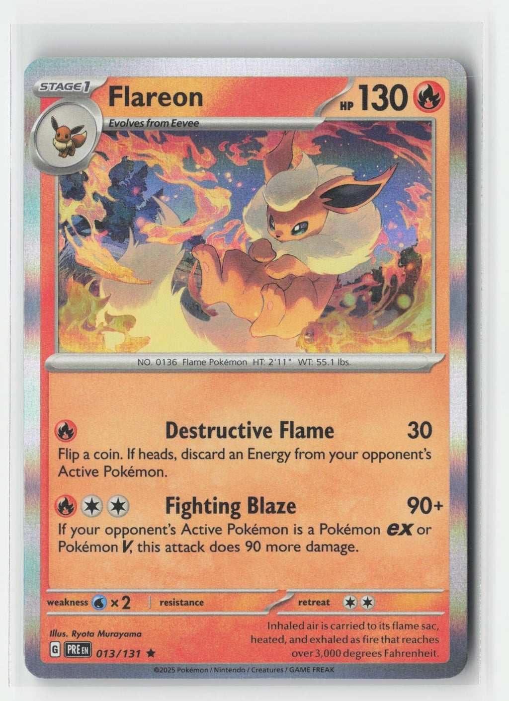 Flareon Holo Holo Prismatic Evolutions 013/131 R Pokemon NM