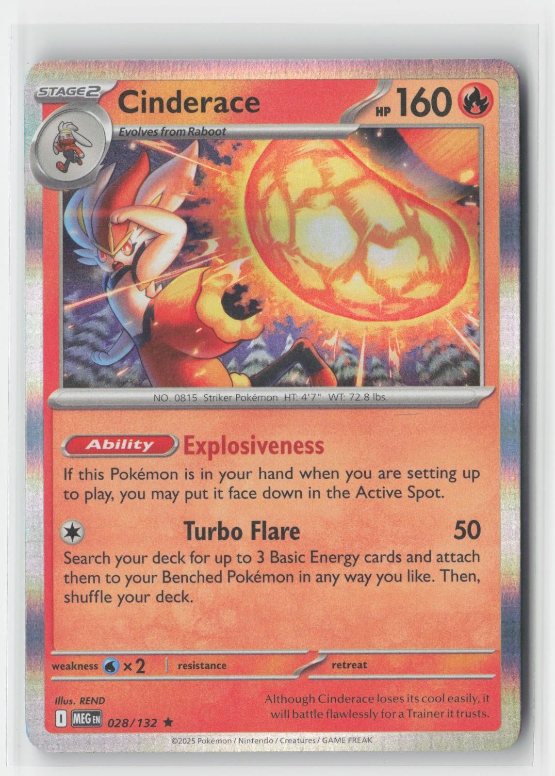 Cinderace Holo Mega Evolution 028/132 R Pokemon NM
