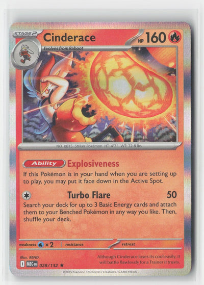 Cinderace Holo Mega Evolution 028/132 R Pokemon NM