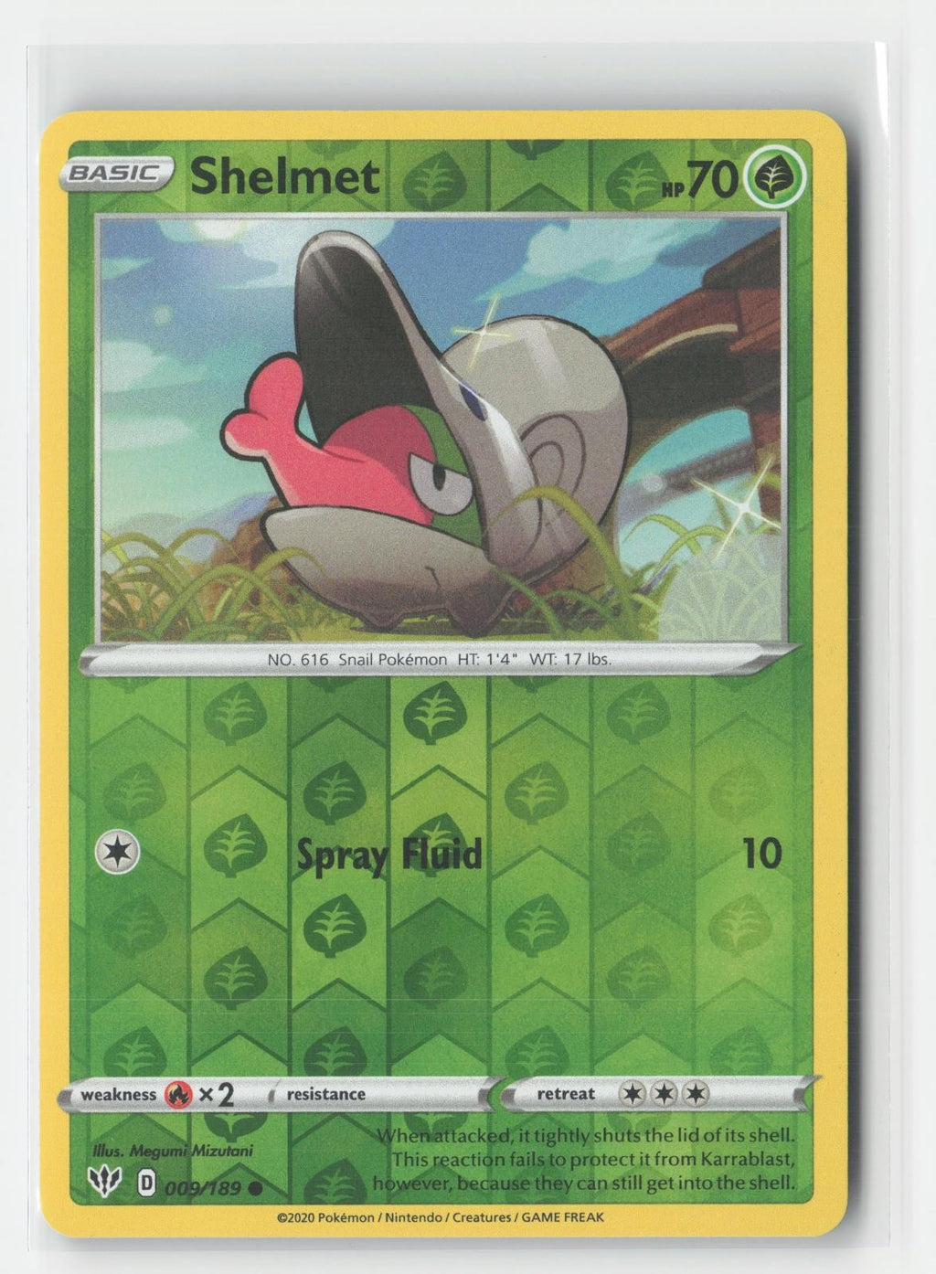 Shelmet Reverse Holo Darkness Ablaze 009/189 C Pokemon NM