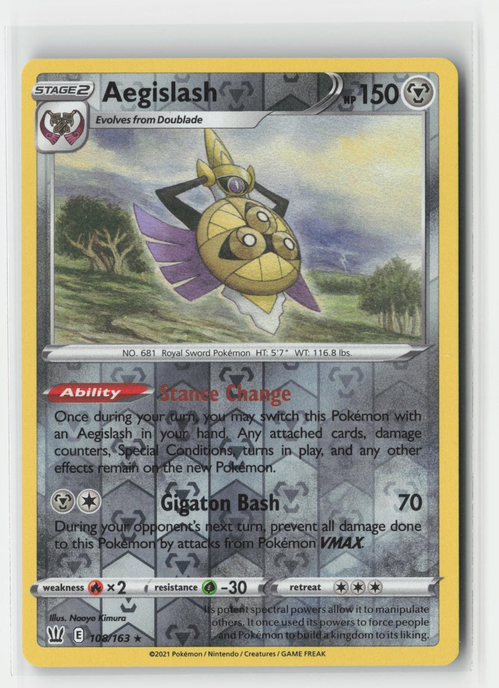 Aegislash Reverse Holo Battle Styles 108/163 R Pokemon NM