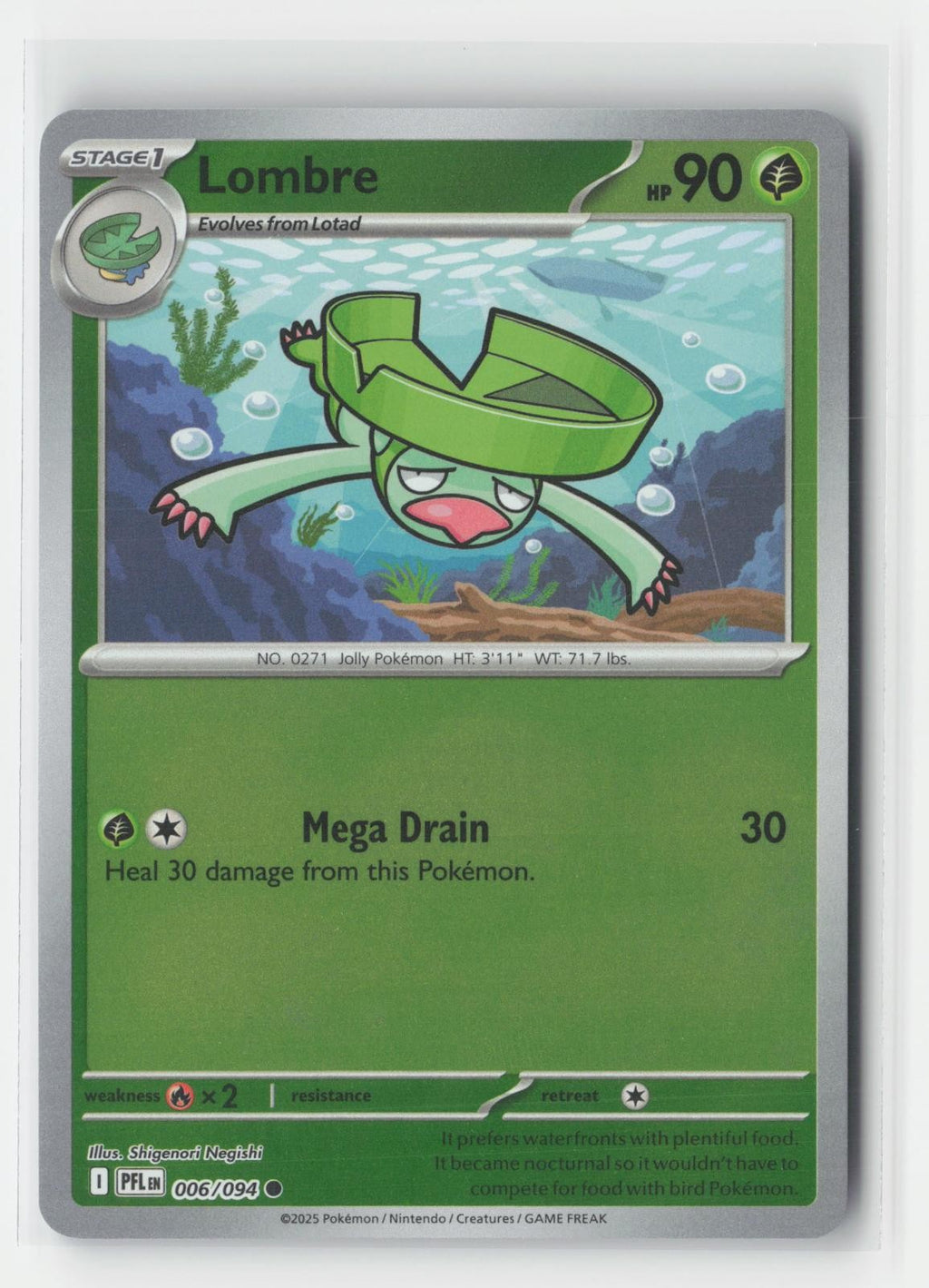 Lombre Reverse Holo Phantasmal Flames 006/094 C Pokemon NM