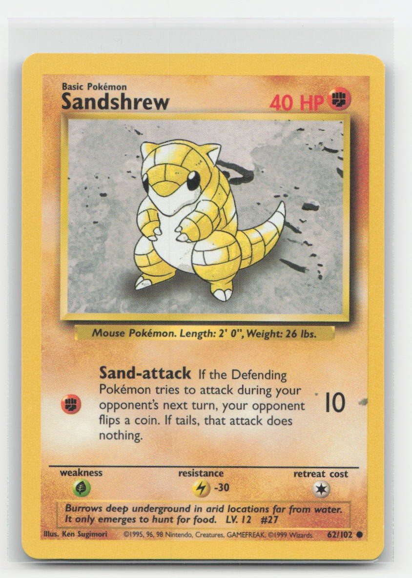 Sandshrew Base Set Unlimited 62/102 C Pokemon MP