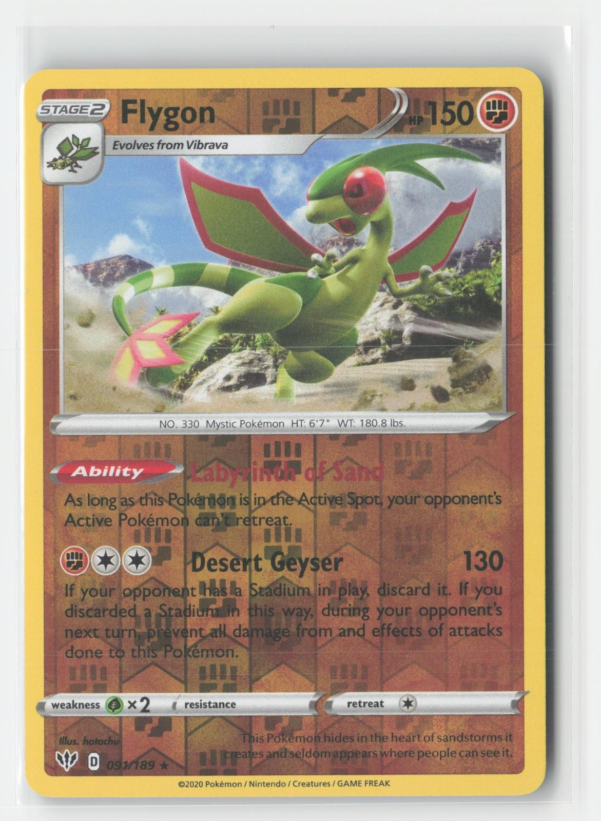 Flygon Reverse Holo Darkness Ablaze 091/189 R Pokemon NM