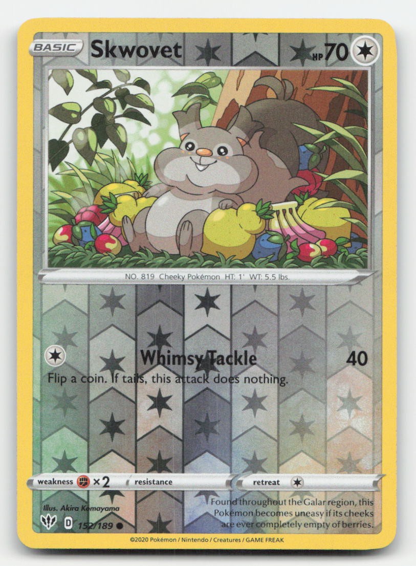 Skwovet Reverse Holo Darkness Ablaze 152/189 C Pokemon NM
