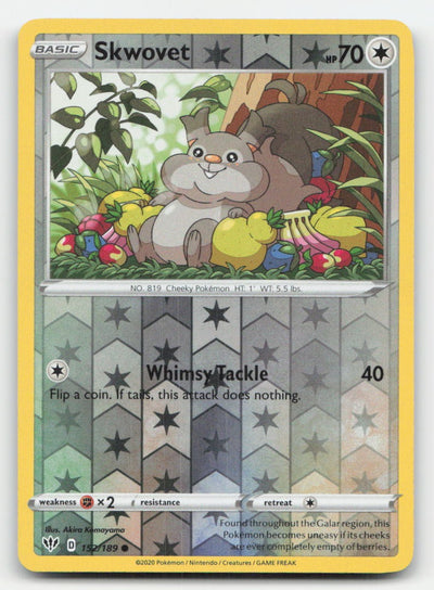Skwovet Reverse Holo Darkness Ablaze 152/189 C Pokemon NM