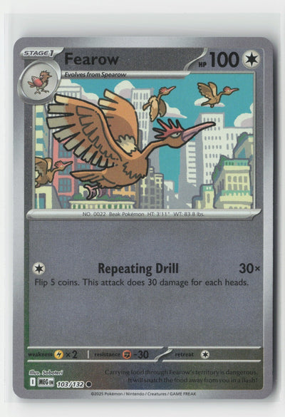 Fearow Reverse Holo ME01: Mega Evolution MEG 103/132 Pokemon TCG
