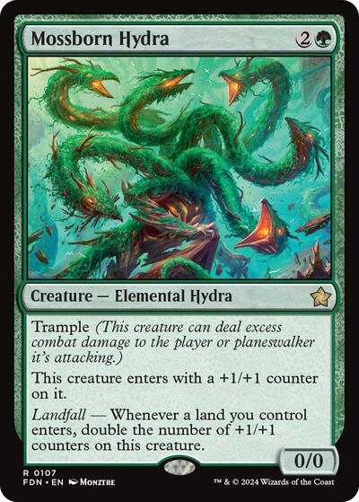 Mossborn Hydra FDN #107 (Near Mint Rare) Magic: The Gathering: Foundations