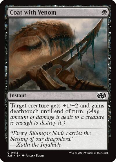 Coat with Venom J25 #412 (Near Mint Common) Magic: The Gathering: Foundations Jumpstart