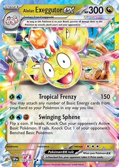 Alolan Exeggutor ex 133 191 Holofoil SSP #133/191 (Near Mint Double Rare) Pokemon: SV08: Surging Sparks