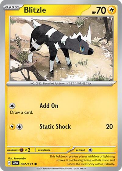 Blitzle SV08: Surging Sparks SSP #062/191 (Common) Pokemon: