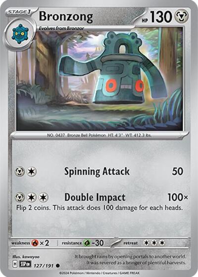 Bronzong Reverse Holofoil SSP #127/191 (Near Mint Common) Pokemon: SV08: Surging Sparks