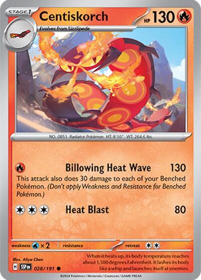 Centiskorch SSP #028/191 (Near Mint Common) Pokemon: SV08: Surging Sparks