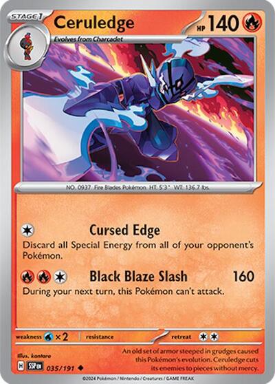 Ceruledge 035 191 Reverse Holofoil SSP #035/191 (Near Mint Uncommon) Pokemon: SV08: Surging Sparks