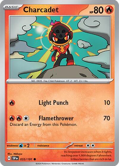 Charcadet 033 191 SSP #033/191 (Near Mint Common) Pokemon: SV08: Surging Sparks