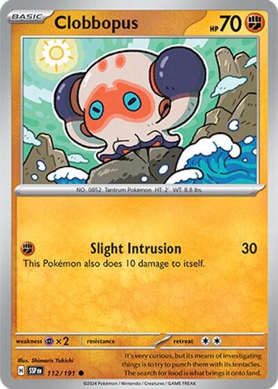Clobbopus 112 191 Reverse Holofoil SSP #112/191 (Near Mint Common) Pokemon: SV08: Surging Sparks