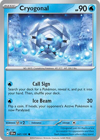 Cryogonal Reverse Holofoil SSP #047/191 (Near Mint Common) Pokemon: SV08: Surging Sparks