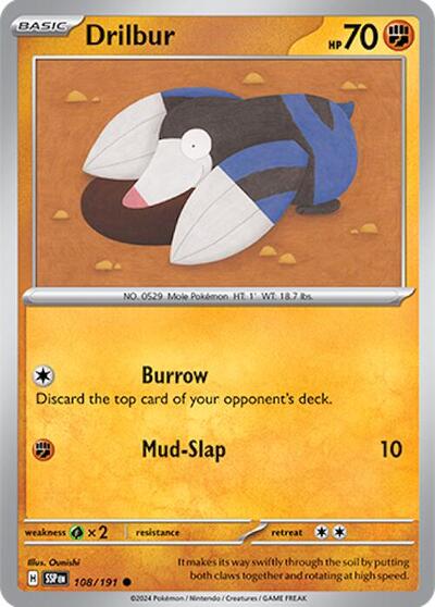Drilbur SV08: Surging Sparks SSP #108/191 (Common) Pokemon: