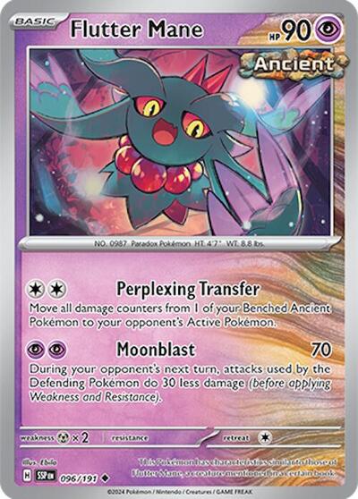 Flutter Mane Reverse Holofoil SSP #096/191 (Near Mint Uncommon) Pokemon: SV08: Surging Sparks