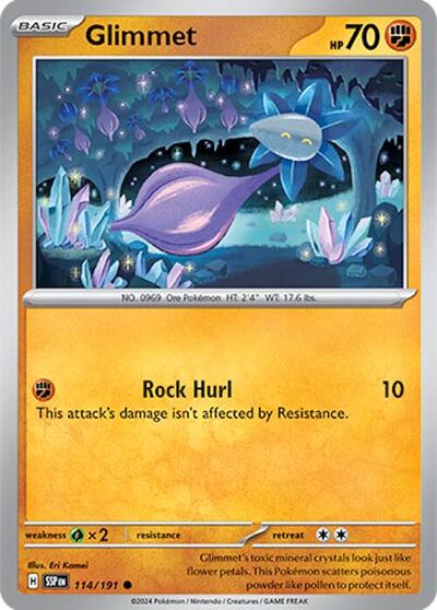 Glimmet Reverse Holofoil SSP #114/191 (Near Mint Common) Pokemon: SV08: Surging Sparks