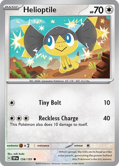 Helioptile SSP #154/191 (Near Mint Common) Pokemon: SV08: Surging Sparks