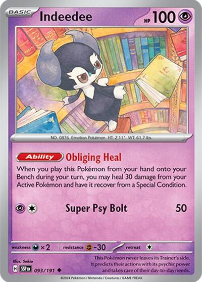 Indeedee SSP #093/191 (Near Mint Uncommon) Pokemon: SV08: Surging Sparks