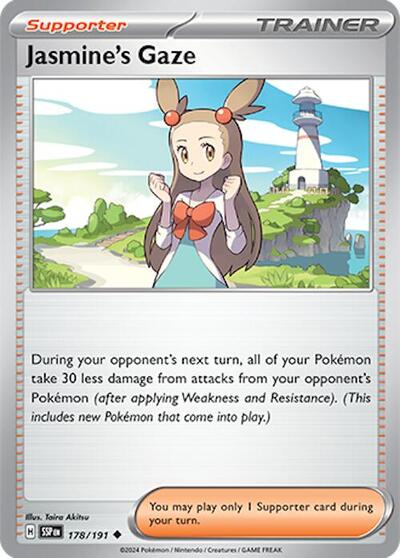 Jasmines Gaze 178 191 Reverse Holofoil SSP #178/191 (Near Mint Uncommon) Pokemon: SV08: Surging Sparks