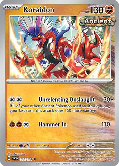 Koraidon Reverse Holofoil SSP #116/191 (Near Mint Uncommon) Pokemon: SV08: Surging Sparks