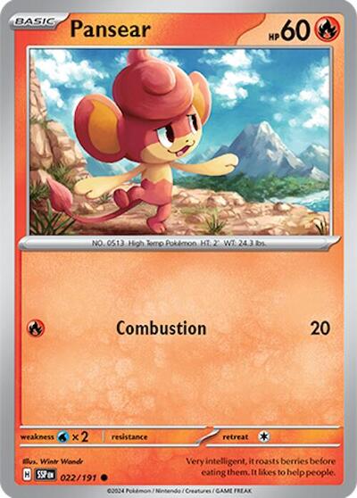Pansear Reverse Holofoil SSP #022/191 (Near Mint Common) Pokemon: SV08: Surging Sparks
