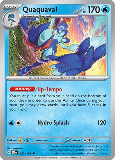 Quaquaval Reverse Holofoil SSP #052/191 (Near Mint Uncommon) Pokemon: SV08: Surging Sparks