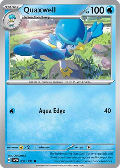 Quaxwell SSP #051/191 (Near Mint Common) Pokemon: SV08: Surging Sparks