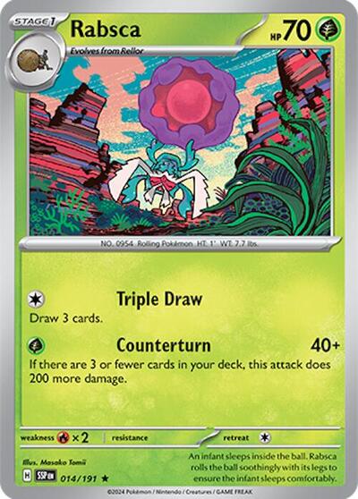 Rabsca Holofoil SSP #014/191 (Near Mint Rare) Pokemon: SV08: Surging Sparks