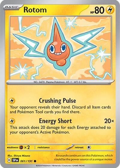 Rotom Reverse Holofoil SSP #061/191 (Near Mint Common) Pokemon: SV08: Surging Sparks