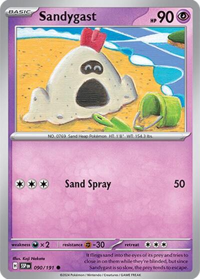 Sandygast Reverse Holofoil SSP #090/191 (Near Mint Common) Pokemon: SV08: Surging Sparks