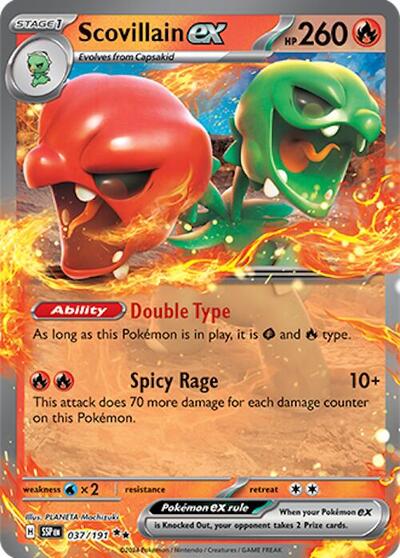 Scovillain ex 037 191 Holofoil SSP #037/191 (Near Mint Double Rare) Pokemon: SV08: Surging Sparks