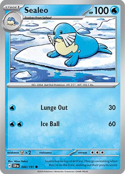 Sealeo Reverse Holofoil SSP #044/191 (Near Mint Common) Pokemon: SV08: Surging Sparks