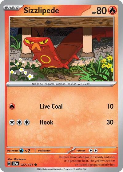 Sizzlipede SV08: Surging Sparks SSP #027/191 (Common) Pokemon: