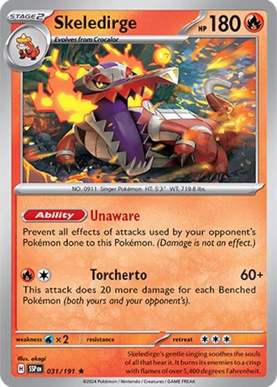 Skeledirge Holofoil SSP #031/191 (Near Mint Rare) Pokemon: SV08: Surging Sparks