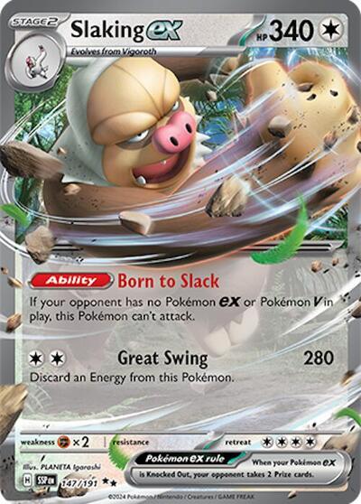 Slaking ex 147 191 Holofoil SSP #147/191 (Near Mint Double Rare) Pokemon: SV08: Surging Sparks