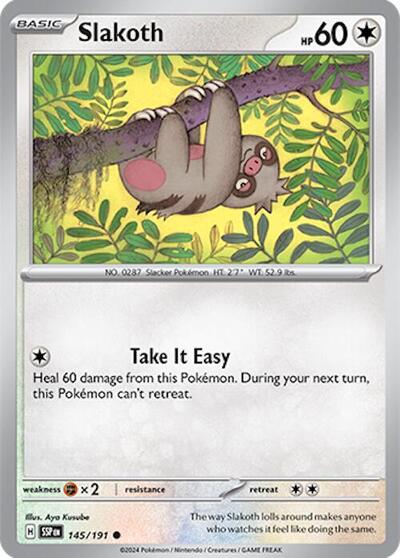 Slakoth 145 191 SSP #145/191 (Near Mint Common) Pokemon: SV08: Surging Sparks