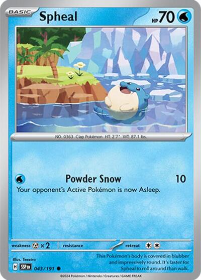 Spheal 043 191 SV08: Surging Sparks SSP #043/191 (Common) Pokemon:
