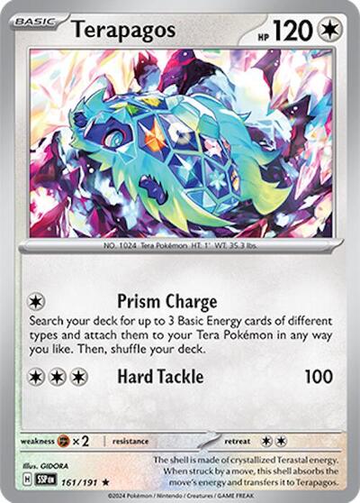 Terapagos Holofoil SSP #161/191 (Near Mint Rare) Pokemon: SV08: Surging Sparks