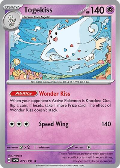 Togekiss Reverse Holofoil SSP #072/191 (Near Mint Rare) Pokemon: SV08: Surging Sparks