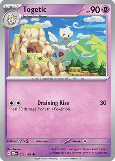 Togetic Reverse Holofoil SSP #071/191 (Near Mint Common) Pokemon: SV08: Surging Sparks